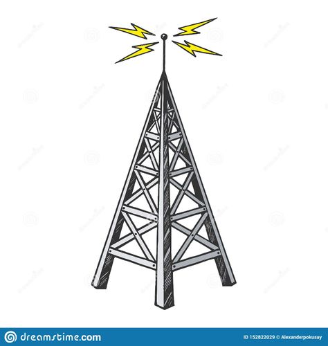 Old Radio Tower Color Sketch Engraving Vector Stock Vector - Illustration of ancient, music: 152822029 Tower Drawing, Radio Tower, Black Song, Ancient Music, Old Radio, Lamp Retro, Old Radios, Home Black, Media Logo