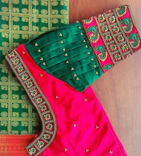 Bridal Saree Blouse, Mirror Work Blouse Design, Latest Bridal Blouse Designs, Hand Work Design, Maggam Work Designs, Aari Designs, Best Blouse Designs, Kundan Work, Traditional Blouse Designs