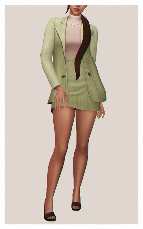 hueio : naomi. part two. suit | heels | necklace |... Suit Heels, Mods Ts4, Maxis Match Cc, Cc Folder, Sims 4 Mods Clothes, Sweet Peach, The Sims4, Sims Mods, Sims 4 Cc