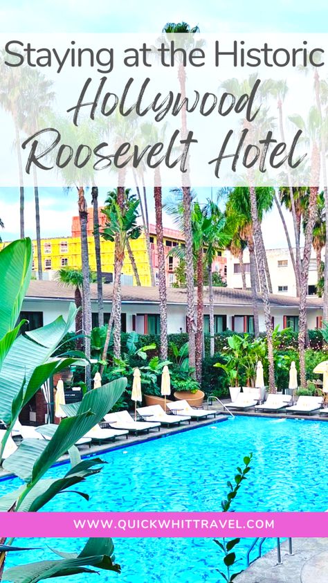 The Hollywood Roosevelt Hotel: Everything You Need to Know Hollywood Tower Hotel Aesthetic, Hollywood Roosevelt Hotel, Roosevelt Hotel Hollywood, The Hollywood Tower Hotel, West Hollywood Edition Hotel, Hollywood Canteen 1944, Hotel Toiletries, Hotel Gym, Roosevelt Hotel