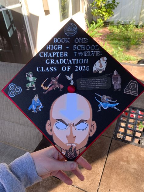 Graduation Cap Ideas Atla, Avatar The Last Airbender Graduation Cap, Naruto Graduation Cap, Avatar Graduation Cap, Cap And Gown Decoration, Pokemon Graduation Cap, Anime Graduation Cap, Funny Graduation Cap Decoration, 2023 Graduation Cap