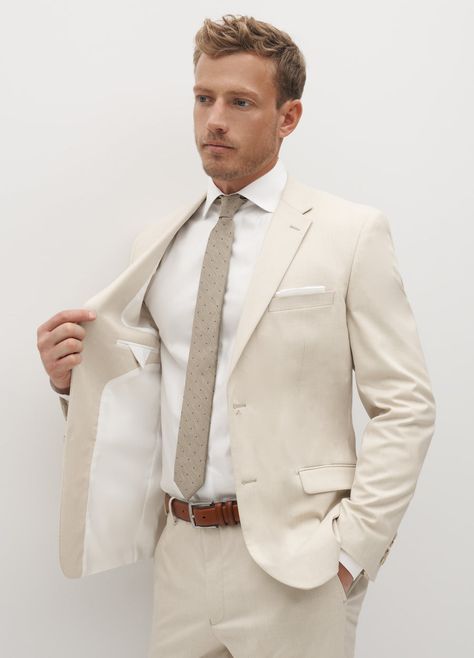 Mens Ivory Suit Wedding, Light Groomsmen Attire, Beige Wedding Suit Groom Attire, Grooms Wedding Suit, Resort Formal, Tan Groomsmen Suits, Tan Groomsmen, Tan Suit Wedding, Tan Suit Jacket