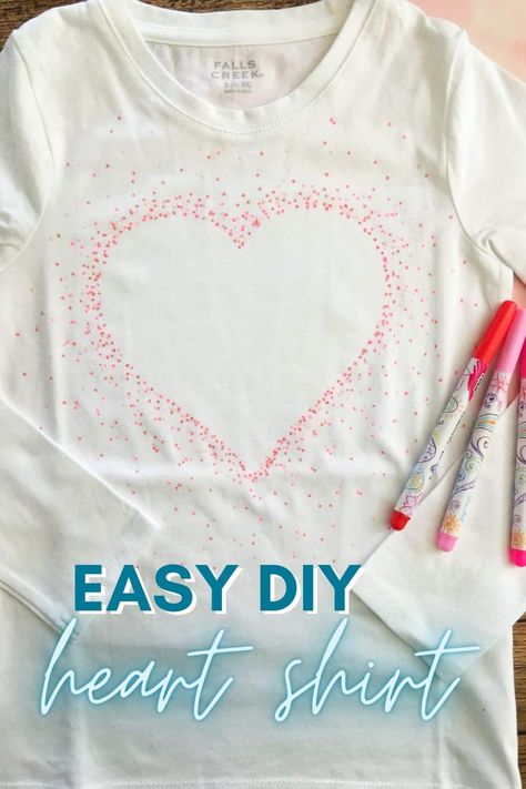 This easy DIY heart shirt craft is so great! Such a sweet gift idea for Valentine's Day. Diy Valentine's Shirts, Shirt Craft, Diy Heart, Sweet Gift Ideas, Paint Shirts, Love Store, Family Crafts, Valentine T Shirts, Heart Shirt