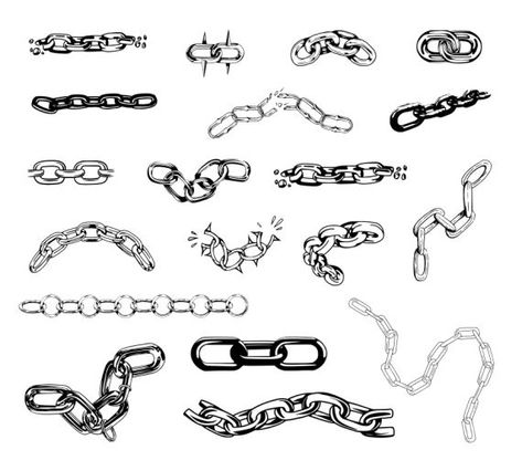 Chain Link Reference, Unbreakable Chain Tattoo, Chain Around Forearm Tattoo, Chain Filler Tattoo, Chain Tattoo Design For Women, Mace Chain Tattoo, Chain Tutorial Drawing, Tiny Chain Tattoo, Lock And Chain Tattoo