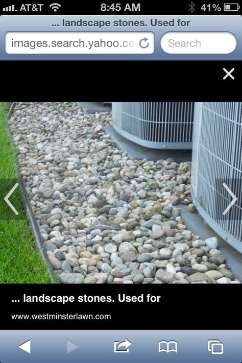 Rocks around generator and air conditioner Landscaping Around House, Landscape Borders, River Rock Landscaping, Landscape Stone, Backyard Pool Landscaping, Ponds Backyard, Landscaping Tips, Air Conditioners, New Rock