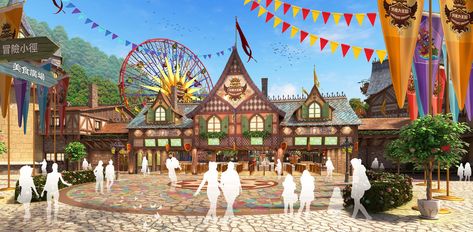 ArtStation - Chocolate Kingdom | Theme Park Theme Park Entrance Ideas, Theme Park Architecture, Theme Park Entrance, Plan Park, Park Entrance, Planet Coaster, Park Ideas, Chocolate World, Cute Themes