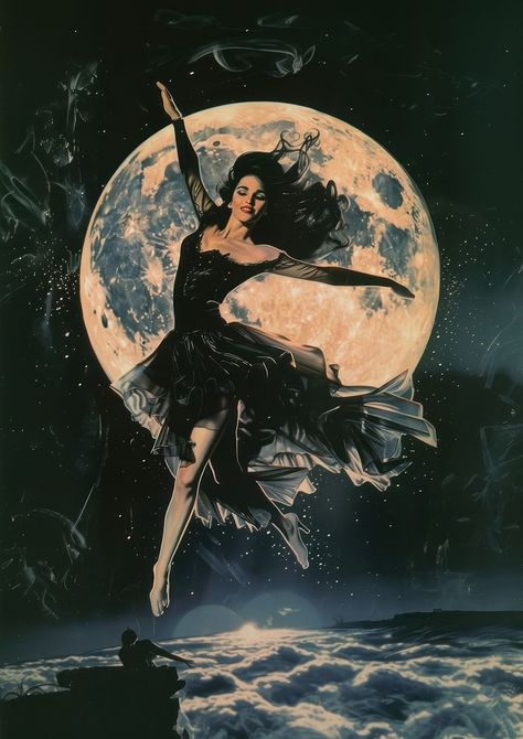 A witch dancing under the moon recreation person female. | premium image by rawpixel.com / Pitcha Benrohman Witch Dancing, Dancing Under The Moon, Witches Dance, Vintage Witch, Vintage Woman, Under The Moon, Awesome Designs, Aesthetic Things, Dark Gothic