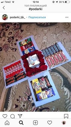 Box Of Sweets Gifts, Surprise Birthday Box Ideas, Candy Explosion Box Ideas, Box With Sweets Gift Ideas, Candy Gifts For Boyfriend, Chocolate Explosion Box Ideas, Explosion Box Ideas For Boyfriend, Candy Box Ideas, Birthday Box Ideas