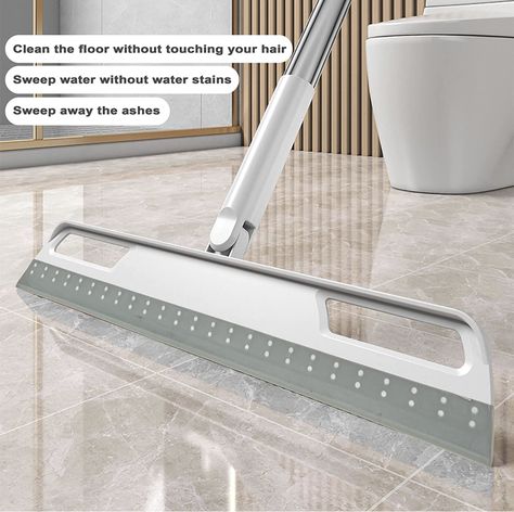 Floor Squeegee Multifunction Magic Broom, 4-in-1 Easily Dry The Floor Surface and Remove Dirt and Hair, pet Hair Remover, Liquid, Glass Wiper, Sweeper Broom for Living Room, Kitchen, Bathroom（Gray） Window Squeegee, Cleaning Robot, Dust Mop, Washing Windows, Clean Tile, Kitchen Cleaning Supplies, Stainless Steel Tubing, Glass Floor, Glass Bathroom