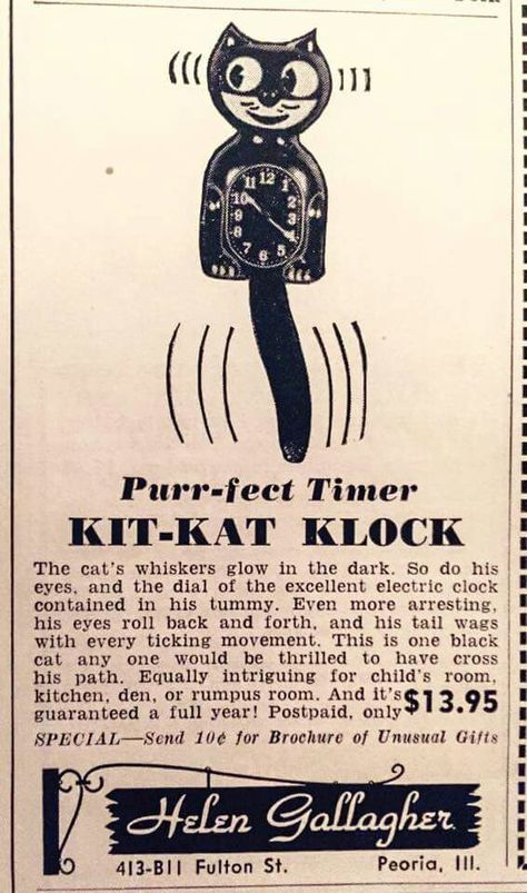 Kit Kat Klock !!!!! Cat Clock Tattoo, Kit Kat Clock, Kit Cat Clock, Electric Clock, Cat Clock, Mcm Design, Nostalgic Images, Interesting Pictures, Clock Tattoo