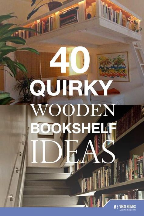 Are you looking for fun ways to store your books? These quirky wooden bookshelf ideas may just be the right one for Book Nook Design, Unusual Shelving Ideas, Unique Ways To Store Books, Book Bedroom Aesthetic Cozy, Office Bookshelf Ideas, How To Store Books Without Bookshelf, Bedroom Bookcase Ideas, Creative Ways To Store Books, Unique Book Storage