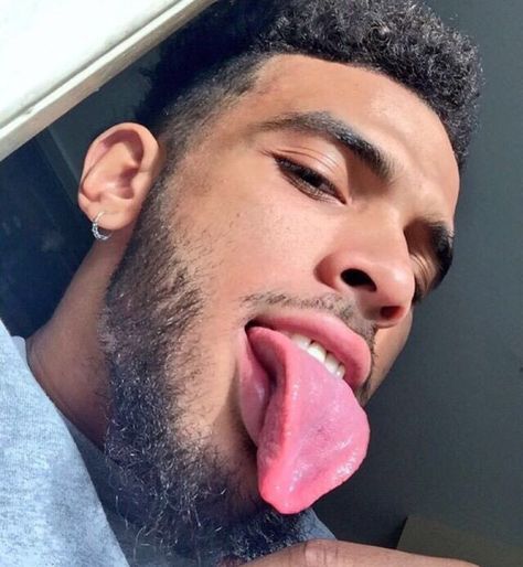 that tongue though . pinterest// kjvouge✨ Male Tongue, Rikers Island, Dapper Gentleman, Man Candy, Attractive Guys, Gay Love, Male Face, Cute Black