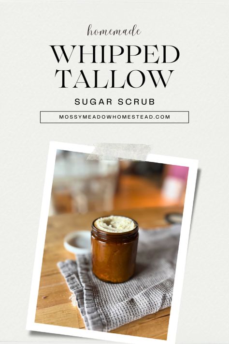 Creating a sugar scrub from your tallow balm is a fantastic way to add another layer to your skincare routine. Check out this super easy recipe for my homemade whipped tallow sugar scrub. Tallow Sugar Scrub Recipe, Tallow Sugar Scrub, Tallow Deodorant Recipe, Beef Tallow Recipes, Tallow Balm Recipe, Tallow Recipes, Tallow Recipe, Whipped Tallow Balm, Face Cream Diy