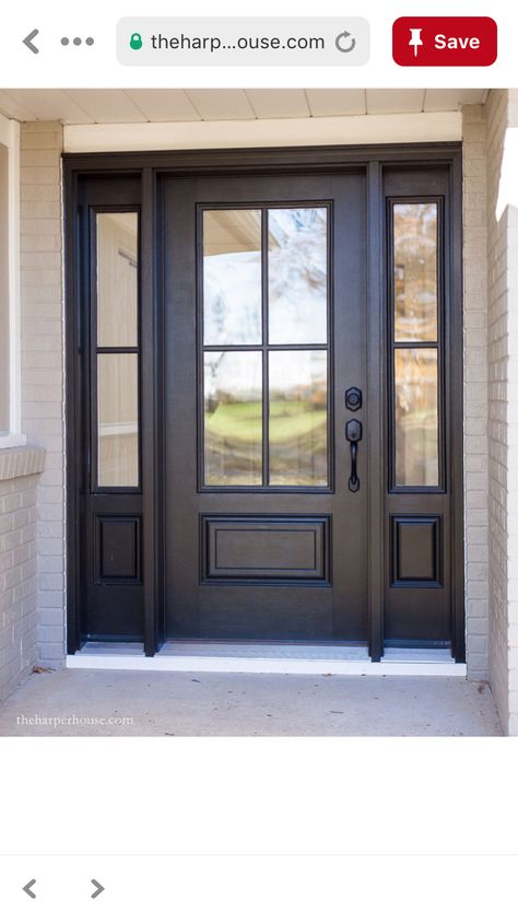 Urban bronze by SW (front door and shutters) Urban Bronze Front Door, Bronze Front Door, Farmhouse Paint Colors Interior, Red Door House, Urban Bronze, Exterior Door Colors, Front Door Hardware, Farmhouse Front Door, Painted Front Doors