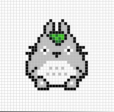 Pixel Art Grid Totoro, Totoro Pixel Pattern, Totoro Crochet Alpha Pattern, Pixel Art Pattern Totoro, Perler Beads Totoro, Totoro Perler Beads Pattern, Cross Stitch Totoro, Grid Design Crochet, Totoro Pixel Grid