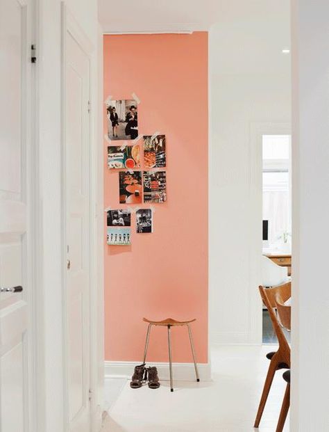 Peach Walls, Pink Walls, Colour Palettes, White Trim, Wall Color, My New Room, Feature Wall, My Dream Home, Interior Spaces