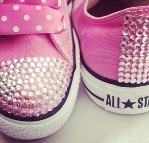 Pink rhinestone crystal custom converses by FlyLifeCO on Etsy, $100.00 Converse Bedazzled, Girls Sneakers Outfit, Toddler Sneakers Girl, Rhinestone Converse, Bling Cups, Mickey Shoes, Converse Wedding, Baby Gang, Bedazzled Shoes