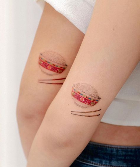 Chinese Food Tattoo, Ramen Matching Tattoo, Bowl Of Noodles Tattoo, Soup Tattoo Bowl Of, Ramen Tattoo Simple, Small Ramen Bowl Tattoo, Equality Tattoos, Vietnam Tattoo, Tattoo Over Scar