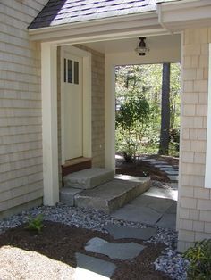 Breezeway Between House And Garage, Breezeway With Stairs, Patio Behind Garage, Enclosed Breezeway To Garage, Detached Garage With Breezeway To House, Garage Walkway, Garage Breezeway, Covered Breezeway, Patio Step