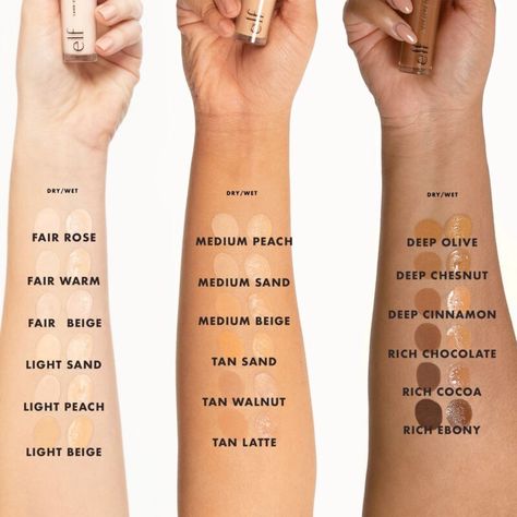 ELF 16Hr Camo Concealer Collection Info, Stockist + More Elf 16hr Camo Concealer, Elf Foundation, Elf Concealer, Drugstore Concealer, Foundation Swatches, E.l.f. Cosmetics, Shape Tape Concealer, Concealer Shades, Best Concealer