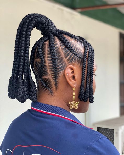 Instagram Cornrow Ponytail, Feed In Braids Hairstyles, Braided Cornrow Hairstyles, Bantu Knots, Quick Braided Hairstyles, Braided Ponytail Hairstyles, Short Braids, Pretty Braided Hairstyles, Natural Hair Styles Easy