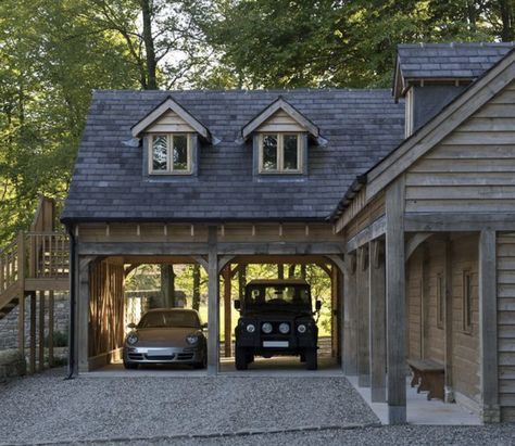 Garage With Room Above, Border Oak, Oak Frame House, Oak Framed Buildings, Car Port, Carport Designs, Garage Apartments, Garage House, Garage Design