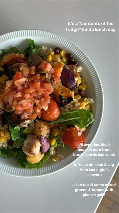 Burrito Bowl Aesthetic, Healthy Burrito, Healthy Burrito Bowl, Bowl Aesthetic, Pink Era, Black Bean Corn, Leftover Rice, Burrito Bowl, Leftover Chicken