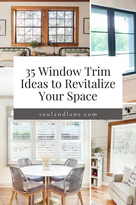 Refresh your home's aesthetic with innovative window trim ideas that breathe new life into each room. Imagine framing your views with elegant trim that complements your homes style, from sleek modern designs to intricate traditional patterns. Think beyond the ordinary with bold color contrasts, creative textures, and unique materials that transform your windows into art pieces. How To Frame Windows With Molding, Window Trim With Black Windows, Types Of Window Casing, Oak Trim Windows, Indoor Window Frame Ideas, Wood Trimmed Windows, Modern Window Casing Ideas Interior Trim, Black Windows Wood Trim Interior, Wide Window Trim