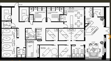 Spa Layout, Floor Layout Plan, Spa Plan, Wellness Center Design, Spa Brochure, Floorplan Ideas, Midterm Exam, Beauty Salon Makeup, Spa Interior Design