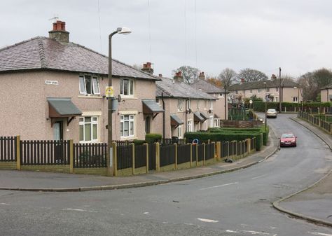 Denny Avenue, Ryelands Estate British Council House Aesthetic, British Council House, Uk Council Estate, Uk Landmarks, British Core, Town Aesthetic, British Girl, Council Estate, Council House