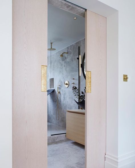 Sliding Door Bathroom, Bathroom Sliding Door, Cavity Sliding Doors, Sliding Pocket Doors, Master Ensuite, Ensuite Bathroom, Dream Bathrooms, Bathroom Doors, Dream Bathroom