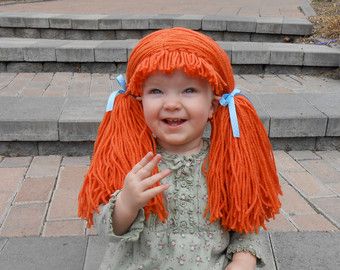 Orange Doll Wig Cabbage Patch Inspired Baby Hat Baby Girl Halloween Costume Pageant Hair Yarn Doll Costume Women, Cabbage Patch Doll Costume, Cabbage Patch Wig, Crochet Cabbage, Cabbage Patch Hat, Newborn Costume, Yarn Wig, Hair Yarn