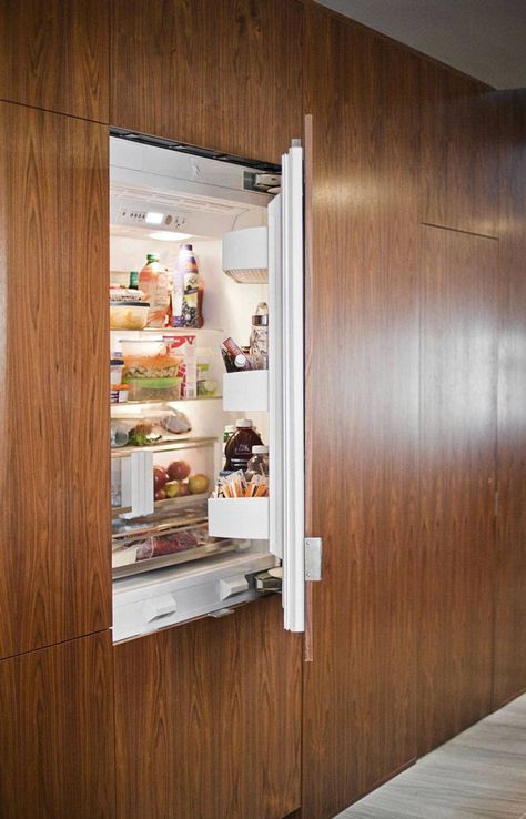 Hidden Fridge, Drawers Organization, Integrated Refrigerator, Laundry Pantry, Fridge Design, Refrigerator Cabinet, Fresh Kitchen, Kitchen Decor Apartment, Kitchen Interior Design Decor