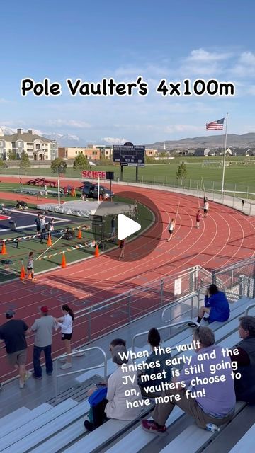 Utah Pole Vault Academy on Instagram: "Are vaulters sprinters? Yes, yes they are!   JV meets are fun. And meant to instill the fun of track and field in athletes while developing them as athletes. We decided to remind the athletes that track and field is fun by doing a vaulter 4x100m relay with @ucs_spirit poles as batons. It’s a lot easier to run fast with a pole when you’re chasing it as it falls. But it’s not too bad passing it like a baton. Not our first time doing it, definitely not our last.   It was a lot of fun. Note lane 5 coaches team :)  #polevault #polevaultcommunity #polevaultislife #coachesplaytoo #vaulterstyle"