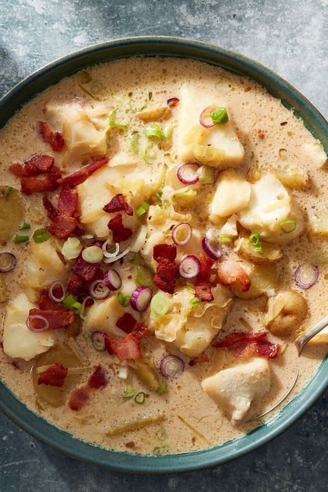 Miso Fish Chowder  Recipe | Recipe in 2022 | Fish chowder, Chowder, Chowder recipes Miso Fish, Homemade Soy Milk, Best Fish Recipes, Fish Chowder, Cooking Fish, Creamed Leeks, Lent Recipes, Bacon Potato, Chowder Recipe