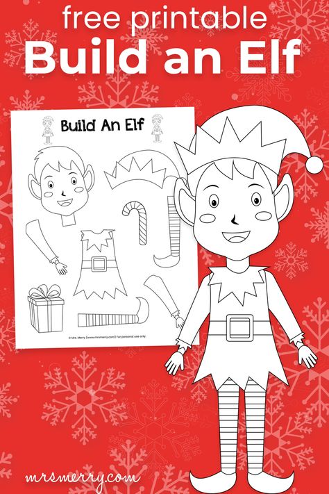 build an elf for printable for kids Elves Diy Craft Ideas, Build An Elf Printable, Elf Cut Out Template, Elf Body Template Printable, Elf Template Free Printable, Elf Yourself Craft Template, Elf Yourself Craft, Elf Template, Kindergarten Christmas Party