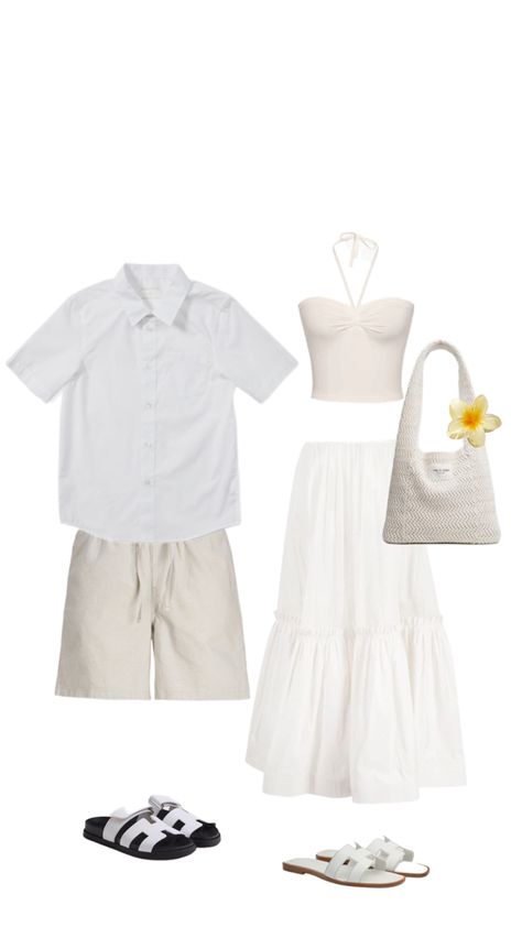 Couple Outfit Ideas Summer, Matching Fits Couples Summer, Matching Beach Outfits Couples, Couple Beach Outfits, Couples Summer Outfits, Summer Couple Outfits, Matching Outfits For Couples Casual, Matchy Outfit Couple, Matching Fits Couples