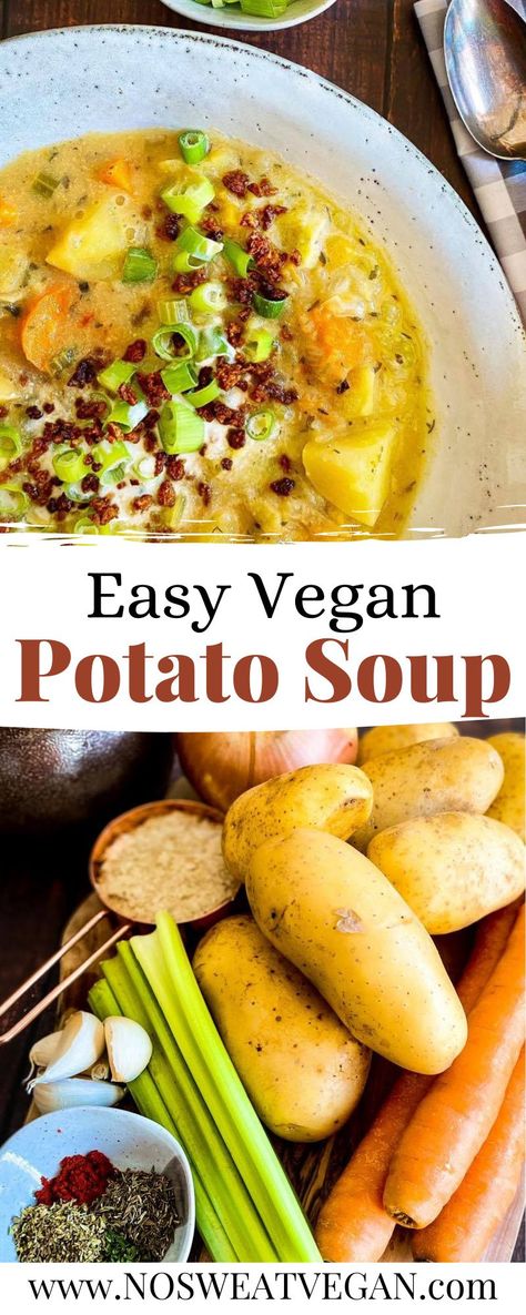 Jazzy Vegetarian, Vegan Potato Recipes, Vegan Info, Vegan Potato Soup, Vegan Crockpot Recipes, Vegan Crockpot, Plant Based Soups, Vegan Slow Cooker, Starch Solution