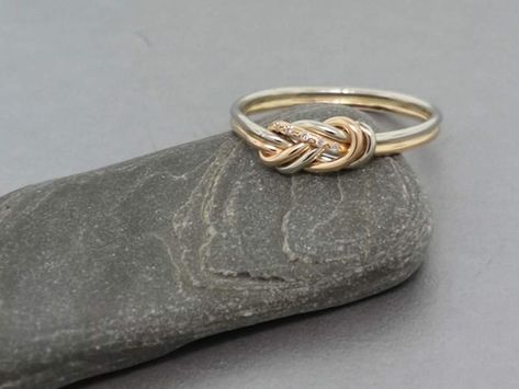 Engagement ring Gold climbing knot ring with tiny diamonds | Etsy Rock Climbing Knots, Knot Promise Ring, Promise Rings Simple, Alternative Wedding Bands, Stacking Ring Set, Promise Rings For Her, Knot Ring, Figure 8, Tiny Diamond