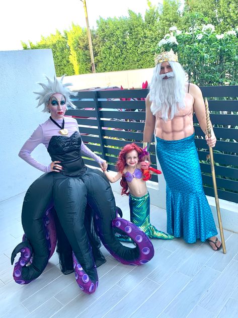 Mermaid Family Costume, Little Mermaid Family Costume, Crab Costume, Mermaid Family, Ursula Costume, Handmade Halloween Costumes, Mermaid Halloween Costumes, Carnaval Costume, Mermaid Halloween