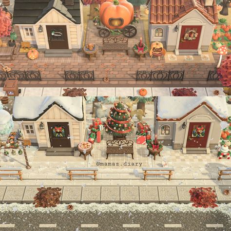 Winter House Exterior, Animal Crossing 3ds, Light Brick, Animal Crossing Guide, Winter Decorating, Path Design, Deco Nature, Animal Crossing Villagers, Property Design