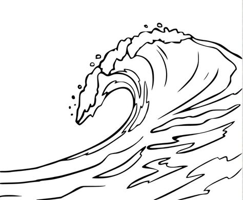 Wave Coloring Page, Ocean Wave Drawing, Under The Sea Drawings, Waves Cartoon, Colouring In Pages, Wave Clipart, Cartoons Animals, Ocean Coloring Pages, Ocean Drawing