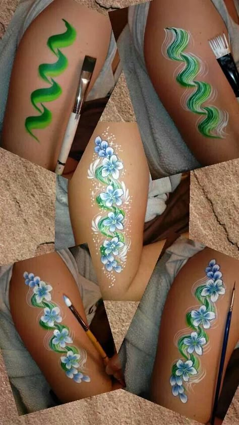 Cute step by step face painting design Face Painting Flowers, Face Painting Tips, Drawing Halloween, Cheek Art, Girl Face Painting, Face Painting Inspiration, Face Painting Tutorials, Arm Painting, Leg Painting