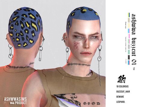 Ashwwa's Leopard buzzcut Sims 4 Cc Punk Hair Male, Buzz Cut For Men, Sims 4 Hair Male, Sims 4 Male Clothes, Cc Mods, Sims 4 Game Mods, Sims 4 Characters, Sims Four, Sims 4 Toddler