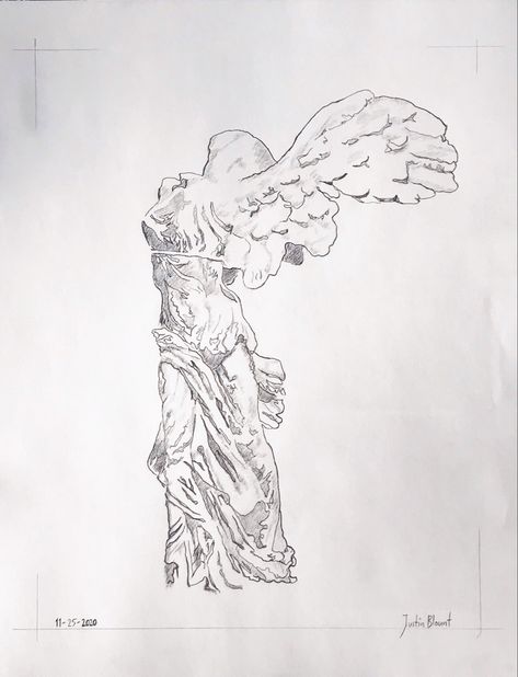 Winged Victory Of Samothrace Drawing, Winged Victory Drawing, Winged Victory Of Samothrace Tattoo, Samothrace Tattoo, Winged Victory Tattoo, Victory Tattoo, Winged Victory Of Samothrace, Winged Victory, Cute Tats