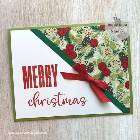 Scrapbook Christmas Cards, Diy Holiday Cards, Stamped Christmas Cards, Simple Christmas Cards, Beautiful Christmas Cards, Homemade Christmas Cards, Under The Mistletoe, Stampin Up Christmas, Designer Series Paper