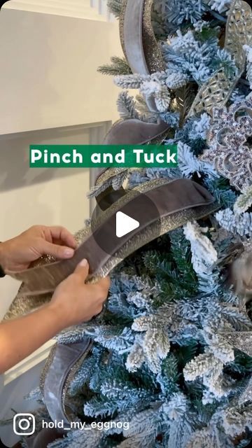 Sheri Fitzgerald on Instagram: "There are so many ways to use ribbon on a tree and this is one that I use quite often. It’s all about the “pinch and tuck”!   For this technique I layered a 2.5” ribbon on top of a 4”, and cut the pieces in 1.5-2’ pieces. I know it’s sometimes hard to cut ribbon that is a bit pricey but it’s a must.  Just be sure to practice with inexpensive ribbon first.   Remember that there are no mistakes to Christmasing!  Just give it a try. I bet you’ll surprise yourself.  . . . . . #christmastreedecorating #christmasribbon #ribbon #ribbondiy #christmasribbon #christmasdecor #christmastips #christmastutorial #christmastutorials #christmastreeideas #christmasdesigner #christmasidea #xmastree #xmasribbon #xmastreedecoration #xmastree🎄 #christmasvideos #christmasreel #ch Christmas Tree With Just Ribbon, How To Layer Ribbon On Christmas Tree, Ways To Use Ribbon On Christmas Tree, Ribbon Techniques For Christmas Trees, How To Ribbon A Christmas Tree, How To Do Ribbon On Christmas Tree, How To Put Ribbon On A Christmas Tree, Christmas Tree Ribbon Decorating Ideas, Ribbon On A Tree