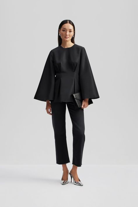 Arielle blouse - Black - WINTER 2023 | The finest edit of Scandinavian womenswear Organza Midi Skirt, Bridal Showroom, Rose Maxi Dress, Winter 23, Printed Silk Scarf, Maxi Knit Dress, Winter 2023, Wool Jacket, Flared Sleeves