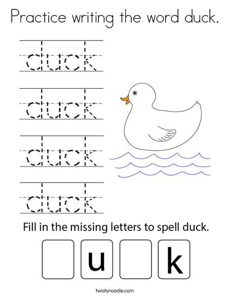 Duck Worksheet, Preschool English, Letter D Worksheet, Handwriting Worksheets For Kids, Make Way For Ducklings, Teach English To Kids, Cvc Activities, Twisty Noodle, Spring Animals