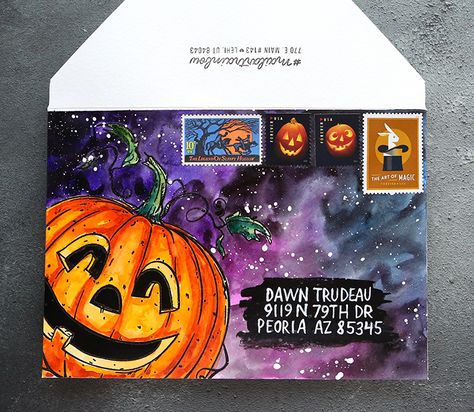 Halloween Card & Mail Art Envelope (NEW Stamps from Colorado Craft Co.) – kwernerdesign blog Halloween Mail, Colorado Craft Company, Snail Mail Art, Snail Mail Pen Pals, Mail Art Envelopes, Fun Mail, Pen Pal Letters, Blog Art, Pen Pals